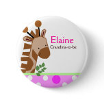 Jungle Adventure Giraffe NAME TAG Custom Button