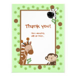 Jungle Adventure Green Baby Shower Thank you notes Personalized Announcement