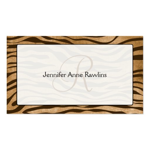 Jungle Animal Print Monogram Initial Business Card Template (front side)