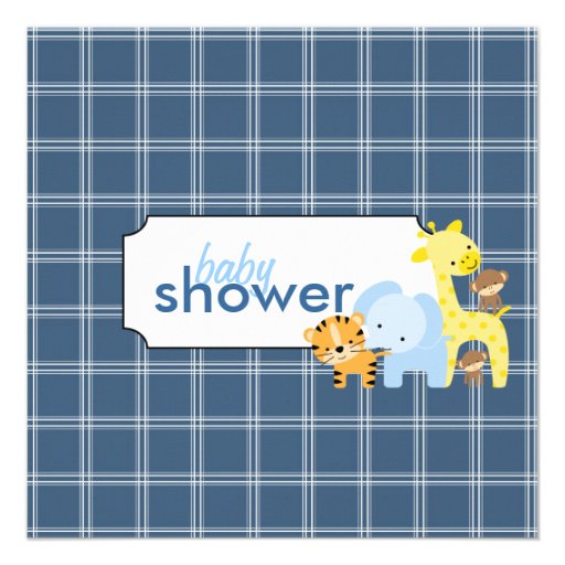 Jungle Animals Baby Boy Shower Invitations