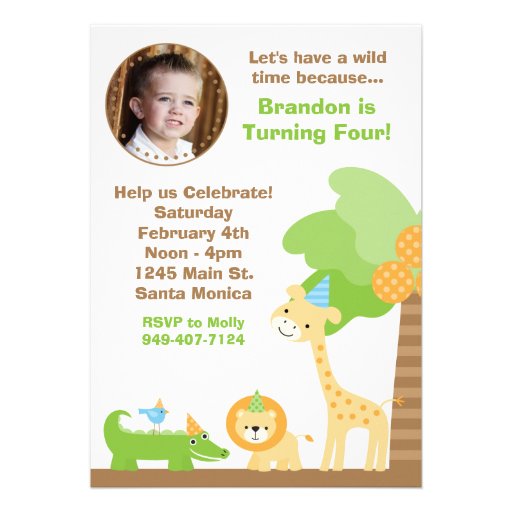 Jungle Animals Birthday Party Invitation