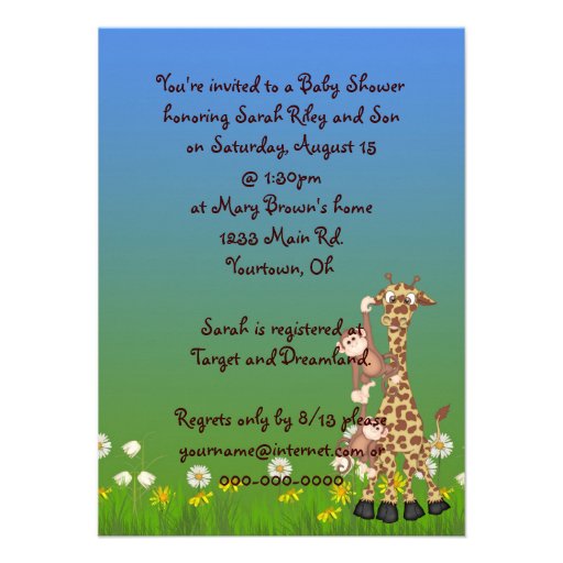 Jungle Animals for Boy Shower Personalized Announcements