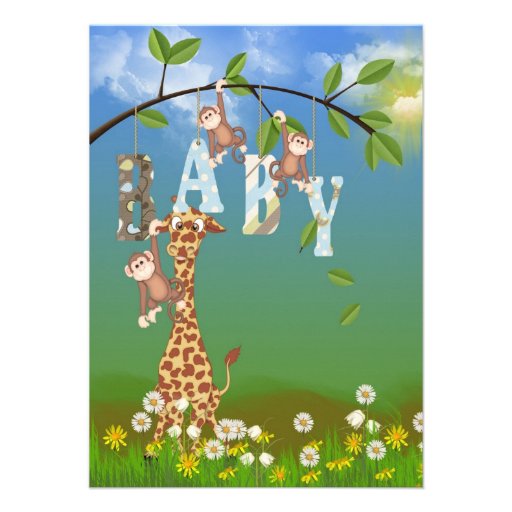 Jungle Animals for Boy Shower Personalized Announcements
