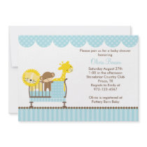 Jungle Animals in a Crib (Blue) Invitations