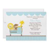 Jungle Animals in a Crib (Blue) Invitations invitation