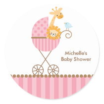 Jungle Animals in Pink Stroller Stickers