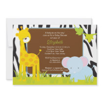 Jungle Animals Safari Baby Shower Invitation