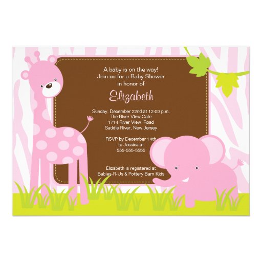 Jungle Animals Safari Baby Shower Invitation