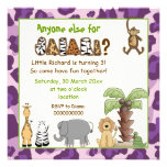 Jungle animals safari kids birthday party personalized invite
