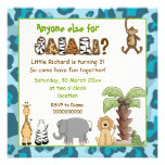 Jungle animals safari kids birthday party personalized invites