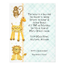 Jungle Babies, Boy Baby Shower Invitation 4- Green