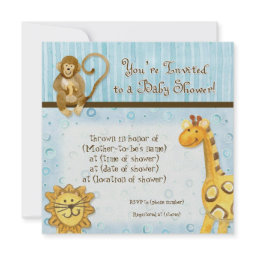 Jungle Babies, Boy Baby Shower Invitation - Blue invitation