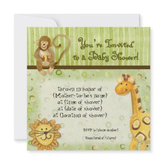 Jungle Babies, Boy Baby Shower Invitation - Green invitation