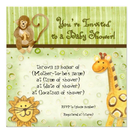Jungle Babies, Boy Baby Shower Invitation - Green