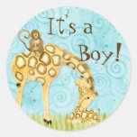 Jungle Babies, Boy Baby Stickers - Blue