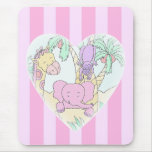 Jungle Baby Heart 2 mousepad -with pink stripes