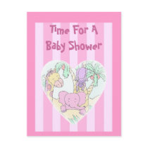 Jungle Baby Heart 2-pink-Baby Shower Invitation Post Cards