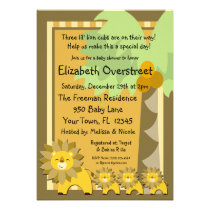 Jungle Baby Lion Triplets Shower Party Zoo Safari invitations