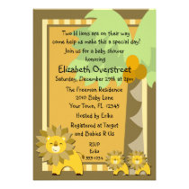Jungle Baby Lion Twins Shower Party Zoo Safari invitations