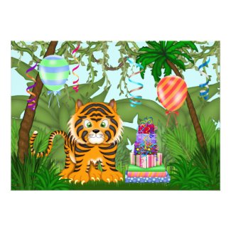 Jungle Bengal Tiger Birthday Party Invitation