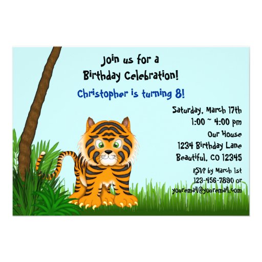 Jungle Bengal Tiger Birthday Party Invitation