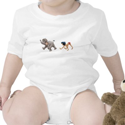 Jungle Book's Mowgli and Baby Elephant marching t-shirts