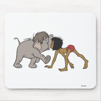 Jungle Book's Mowgli With Baby Elephant Disney mousepads