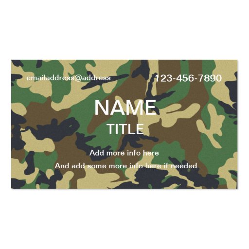 Jungle Camouflage Business Card Templates (front side)