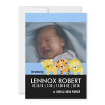 Jungle Cats Baby Boy Birth Announcements