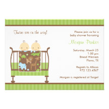 Jungle Crib Twins Invite
