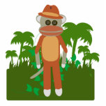 Jungle Explorer Sock Monkey Sculpture Photo Cut Outs