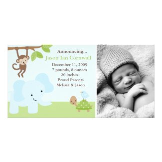 "Jungle Friends" Birth Announcements Photo Greeting Card