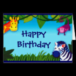 Jungle friends say Happy Birthday cards