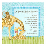 Jungle Giraffe Baby Boy Girl Twins Shower Invite