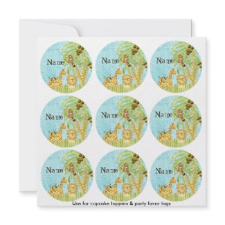 Jungle Giraffe Baby Cupcake Topper Shower Kit invitation