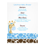 Jungle Giraffe Blue Custom Baby Shower Menu Custom Invites