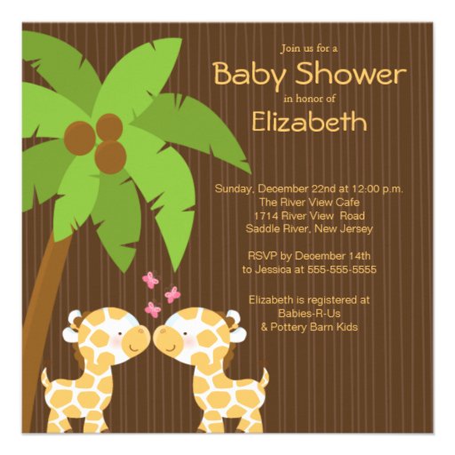 Jungle Giraffe Multiple Baby Shower Invitations