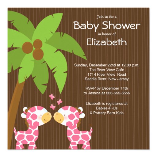 Jungle Giraffe Multiple Baby Shower Invitations