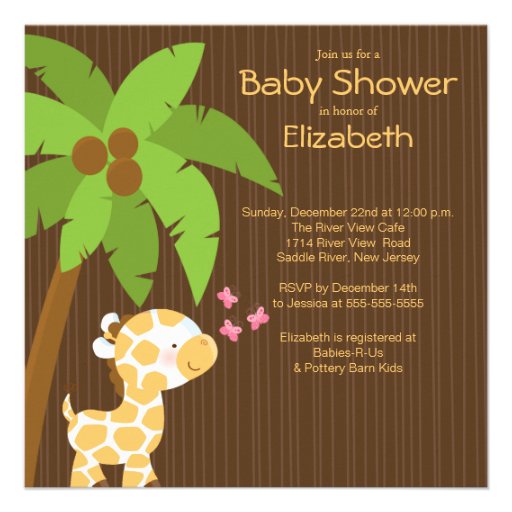 Jungle Giraffe Neutral Baby Shower Invitations