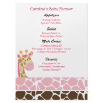 Jungle Giraffe Pink Custom Baby Shower Menu Personalized Invite