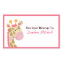 Jungle Giraffe (Pink) Custom Book Plate Sticker