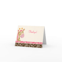 Jungle Giraffe (Pink) Folded Thank you notes Greeting Card