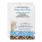 Jungle Giraffe Print (Blue) Baby Shower 5x7 Invite