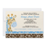 Jungle Giraffe Print (Blue) Baby Shower 5x7 Invite
