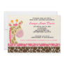 Jungle Giraffe Print (Pink) Baby Shower 5x7 Invite