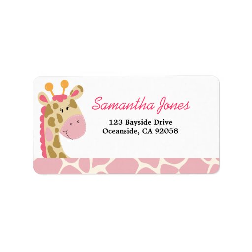 JUNGLE GIRAFFE PRINT (PINK) MAILING LABEL