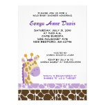 Jungle Giraffe Print (Purple) Baby Shower Invite