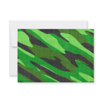 jungle green army camouflage textured custom invitation