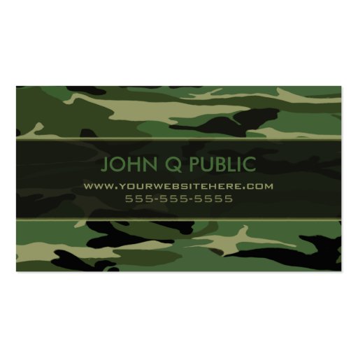 Jungle Green Camo Pattern Business Card Template (front side)