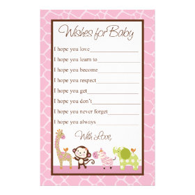 Jungle Jill/Girl Animals  Wishes for Baby Shower Stationery